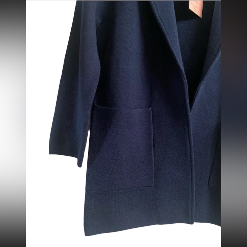 Quince Navy Blue Organic Cotton Knit Blazer Jacket Long Sleeve sz XS Women's NWT - Picture 3 of 6